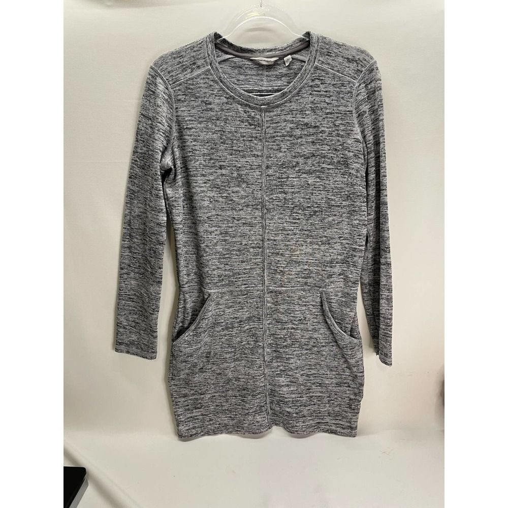 ATHLETA Grey Destiny Long Sleeve Dress Size S Space Dyed Gray Stretch Athletic